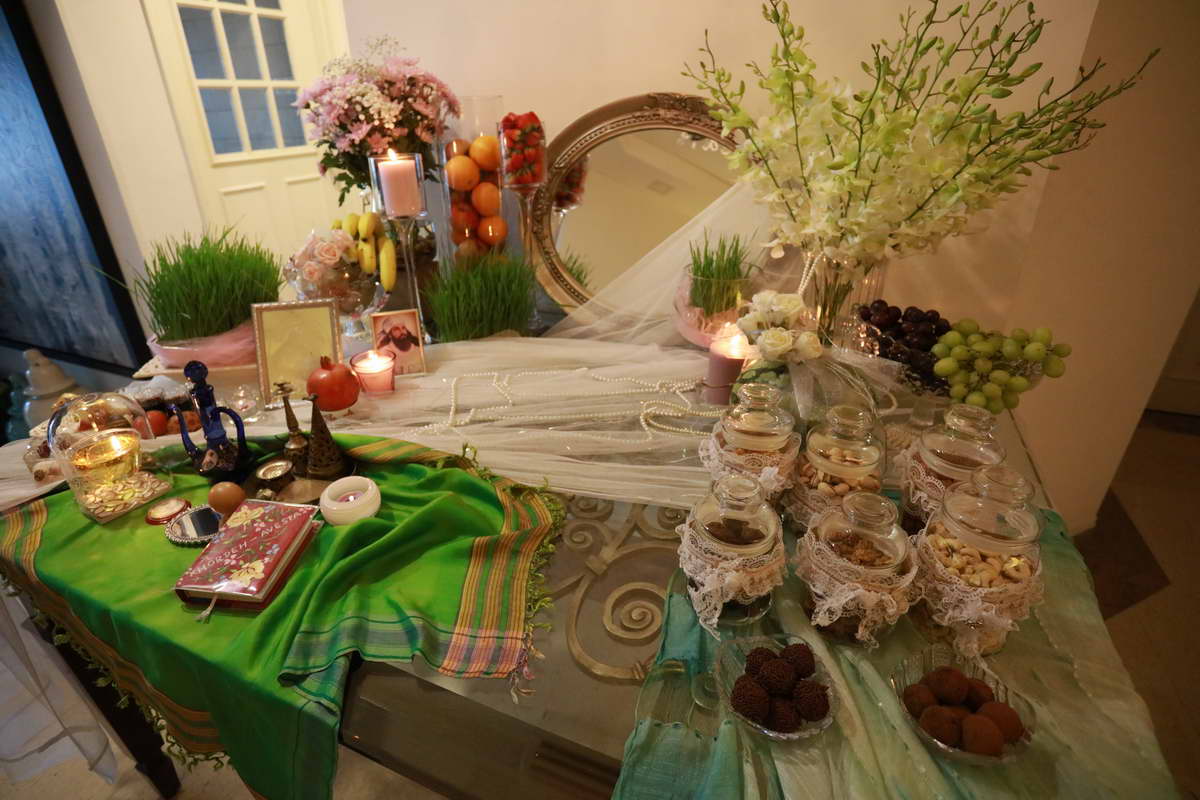 The “Haf Si’n” Table laid out during Navroz, at the home of the Mobedji family.