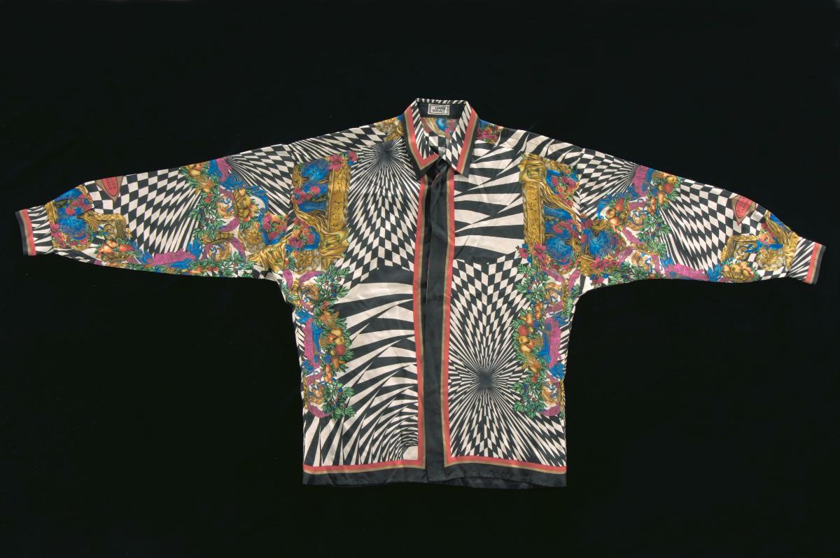 Gianni Versace printed long-sleeved silk shirt