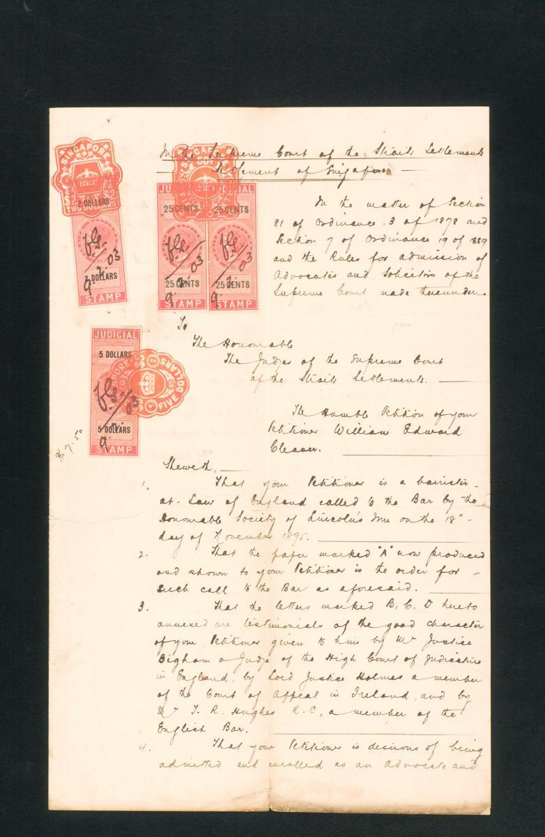 Document from the collection of Straits Settlements legal records