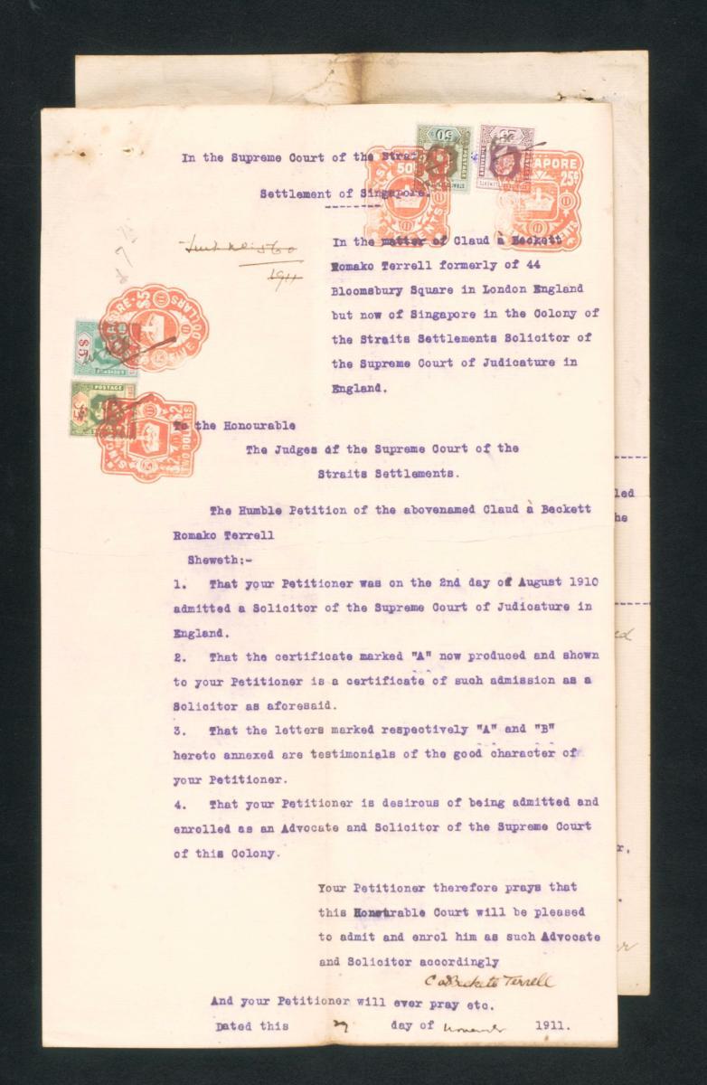 Document from the collection of Straits Settlements legal records