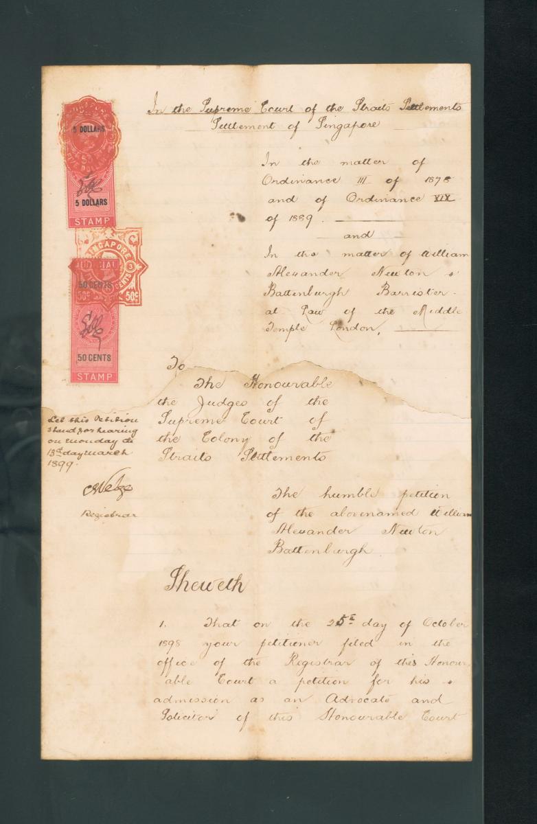 Document from the collection of Straits Settlements legal records