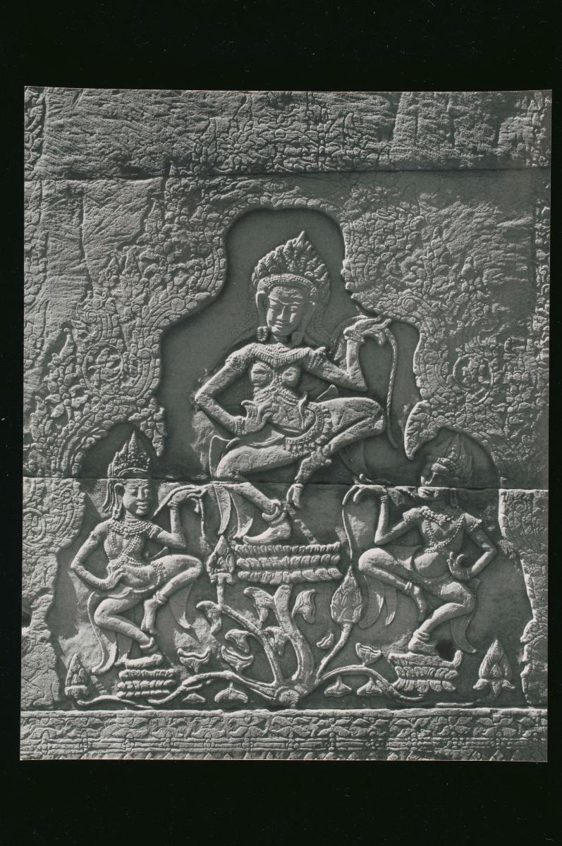 A view of a temple relief in Angkor by Loke Wan Tho