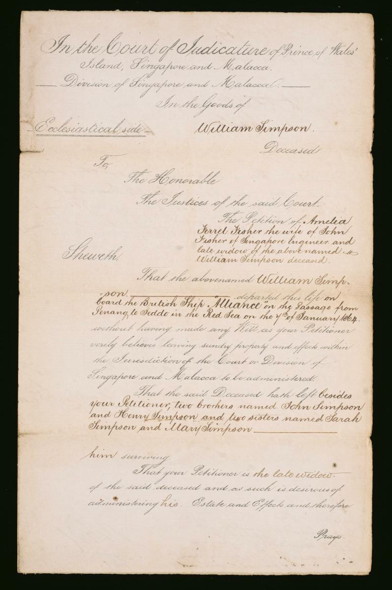 Petition of Amelia Fennel Fisher