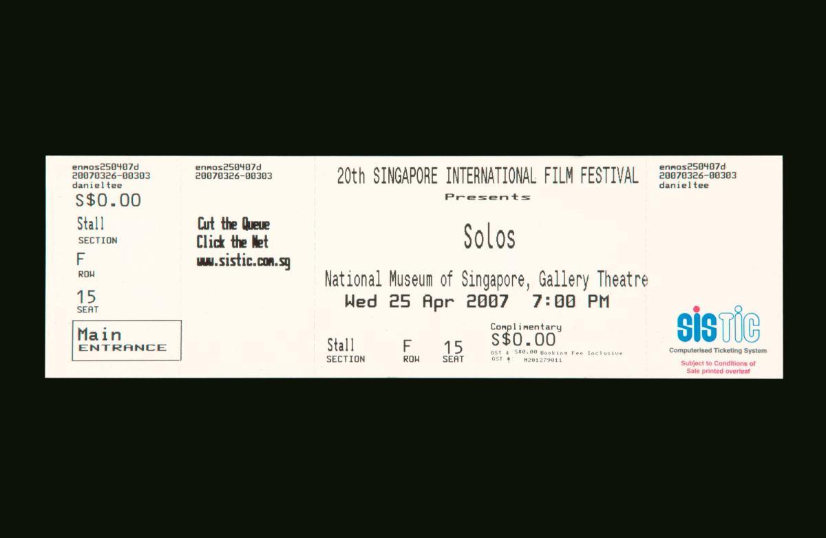 Ticket for the 20th Singapore International Film Festival (SIFF)