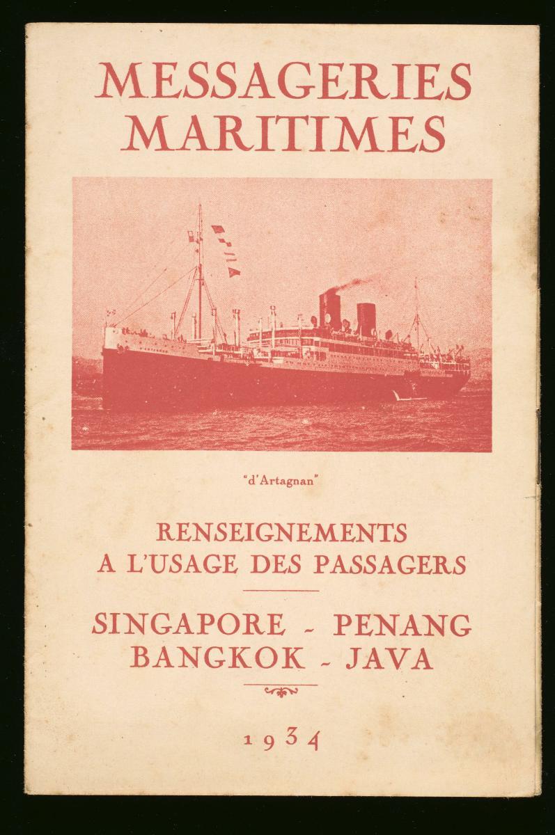 An information guide for passengers travelling on the  Singapore-Penang-Bangkok-Java route on board the 'd'Artagnan