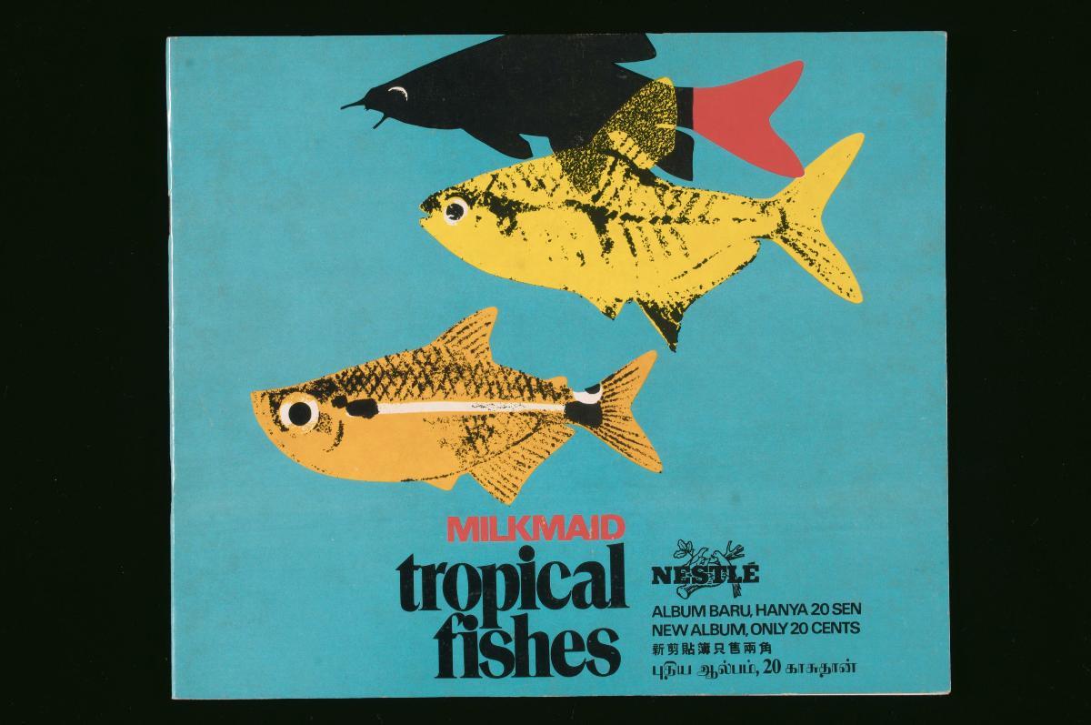 Collector's album for Milkmaid brand sweetened condensed milk tin labels,  Tropical Fish series
