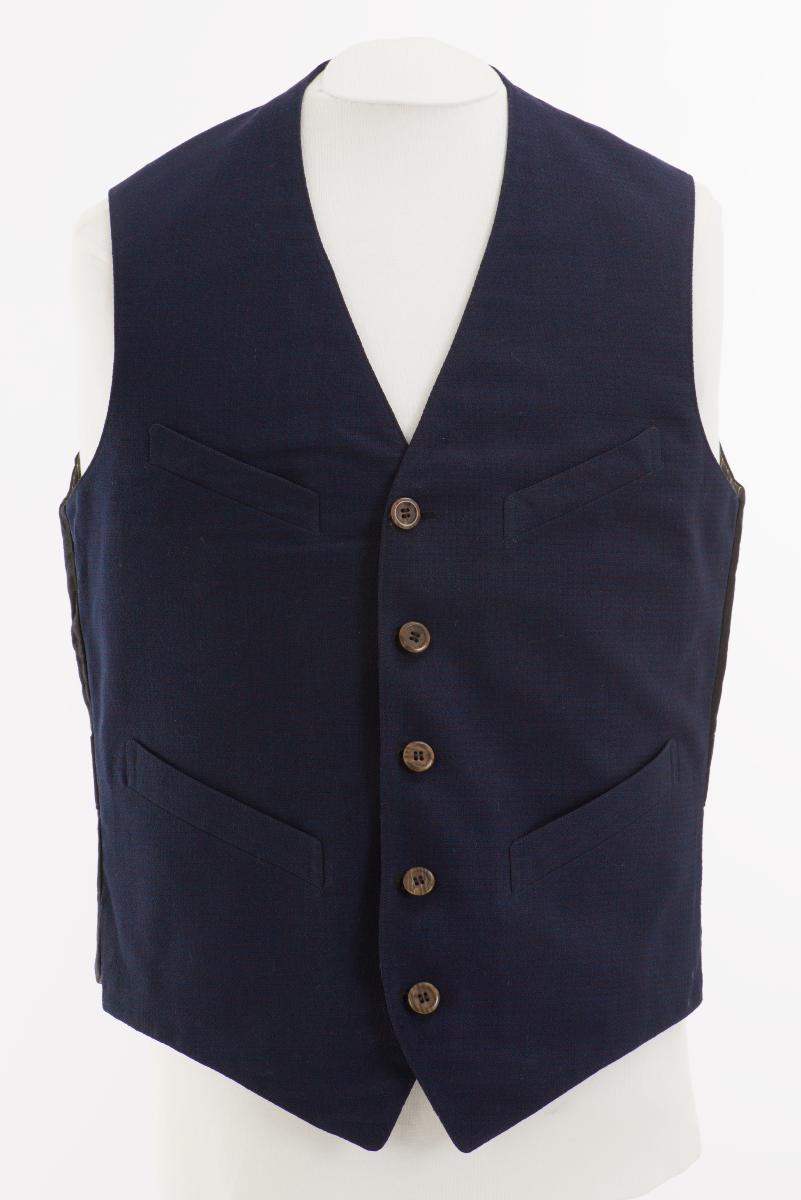 Man's blue and black vest