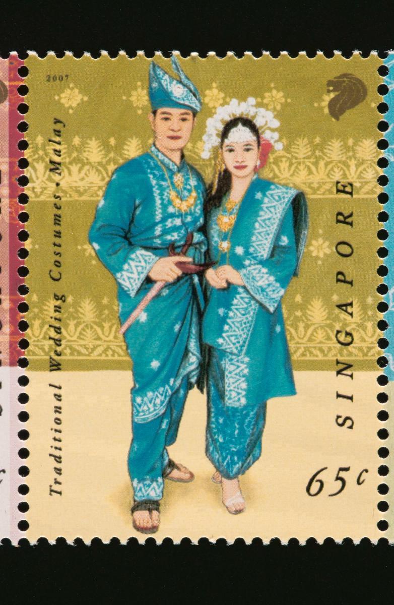 Stamp Featuring Traditional Malay Wedding Costumes