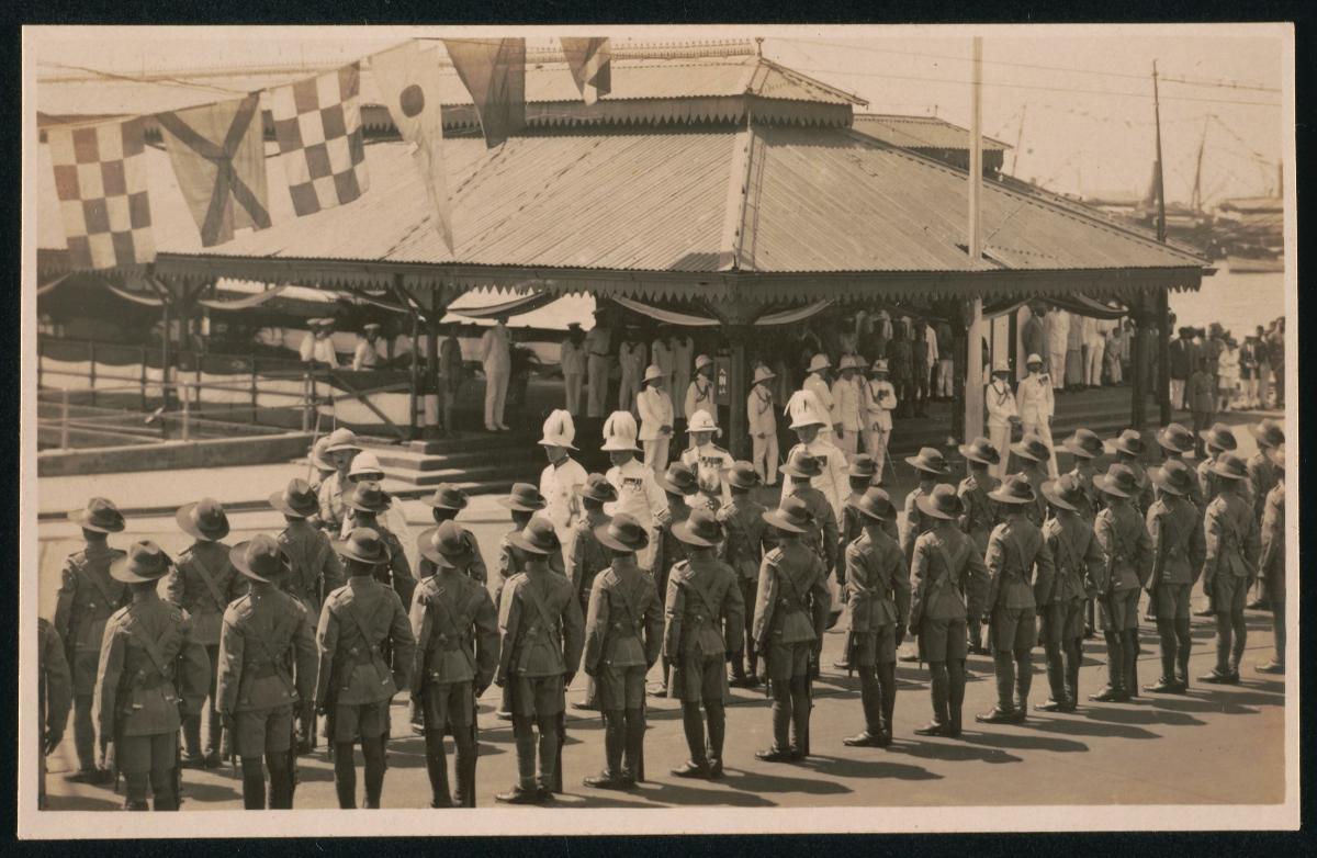 Postcard showing His Royal Highness the Prince of Wales inspecting ...