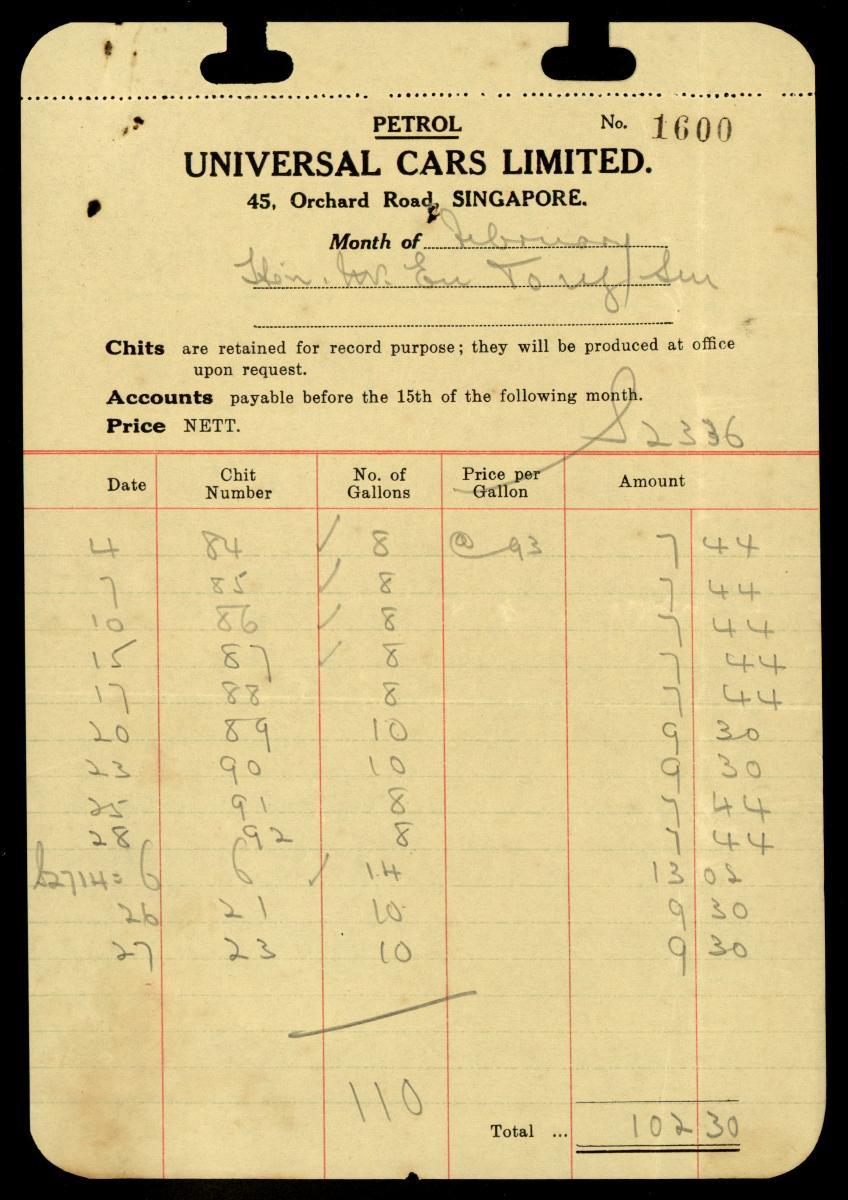 Document from the Eu Tong Sen & Eu Yan Sang Collection