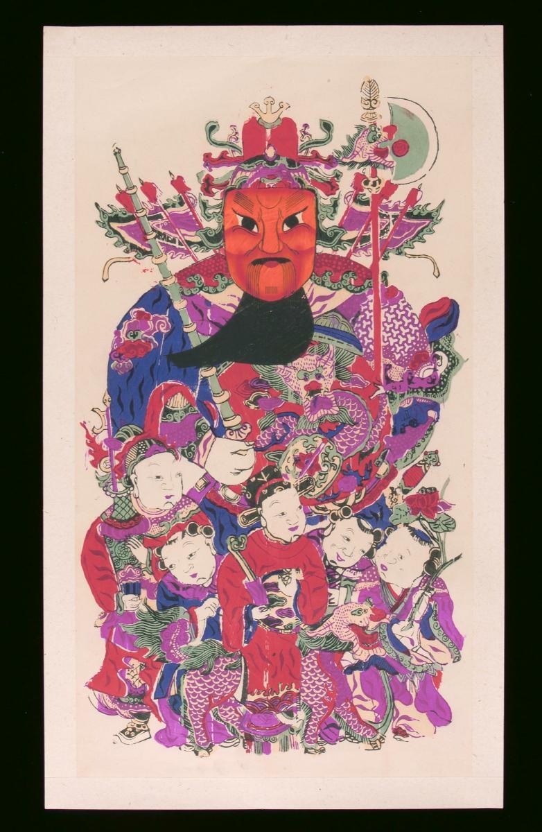 ‘Chinese New Year woodblock print’ (年画) depicting a Military Door God ...