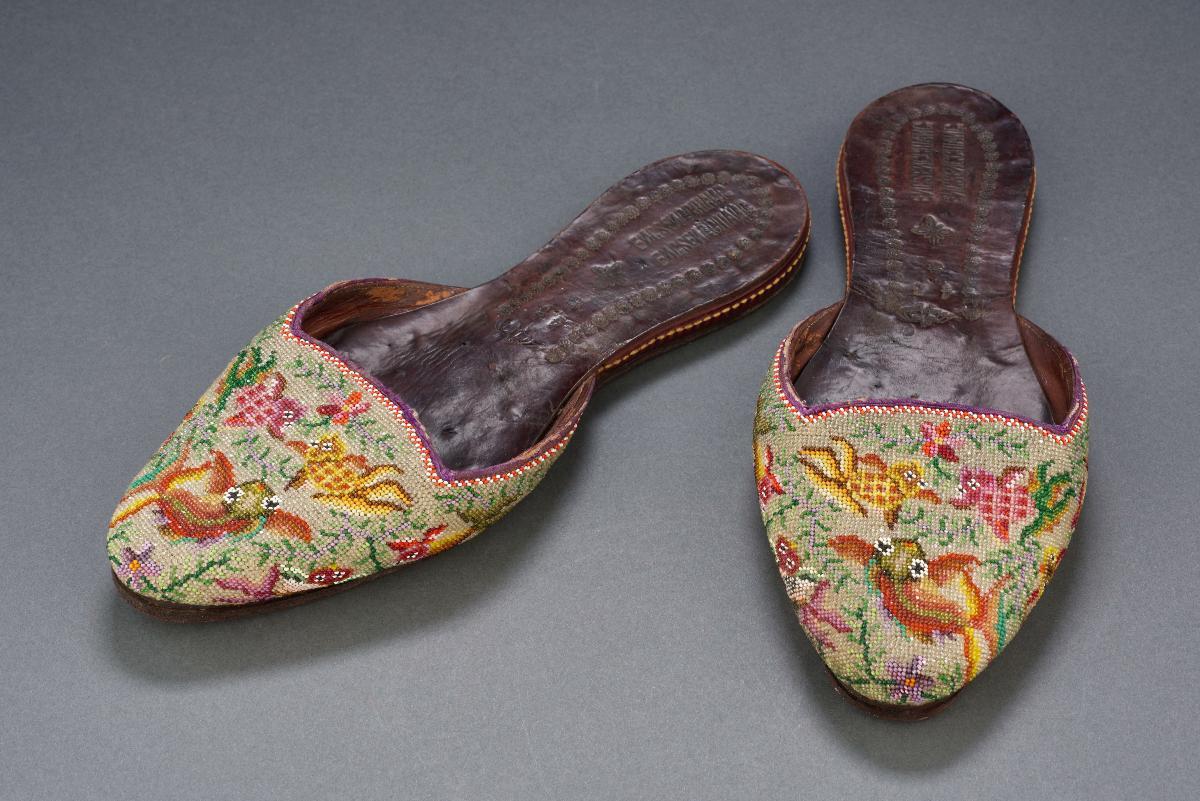 Pair of beaded slippers