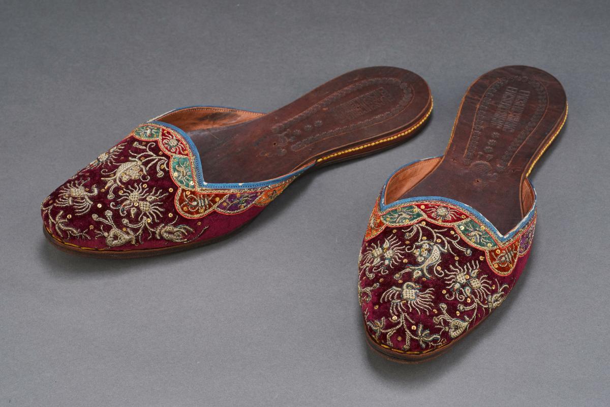 Pair of embroidered slippers