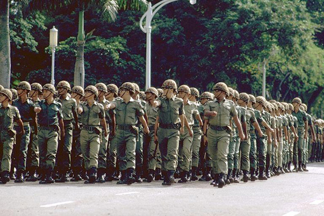 old temasek green cotton drill uniform