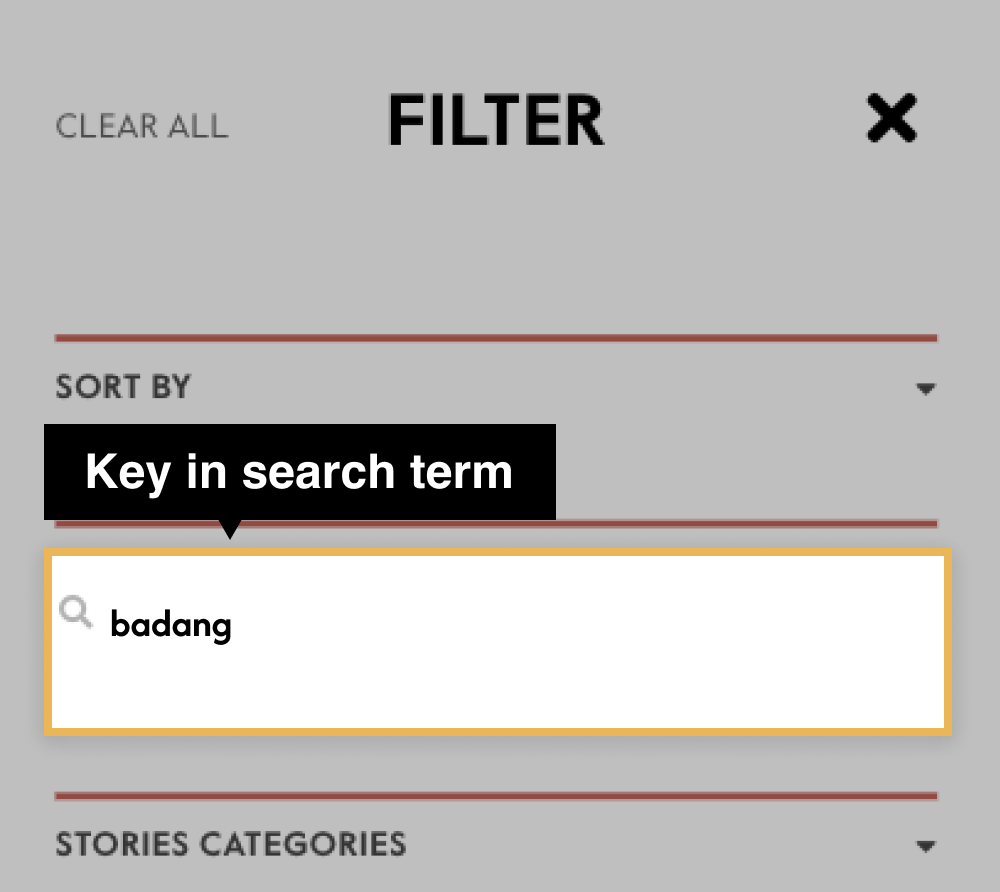 search within the filter